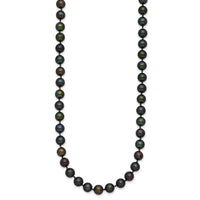 14k 5-6mm Black Near Round Freshwater Cultured Pearl Necklace-BPN050-16