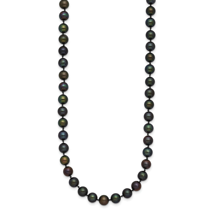 14k 5-6mm Black Near Round Freshwater Cultured Pearl Necklace-BPN050-20