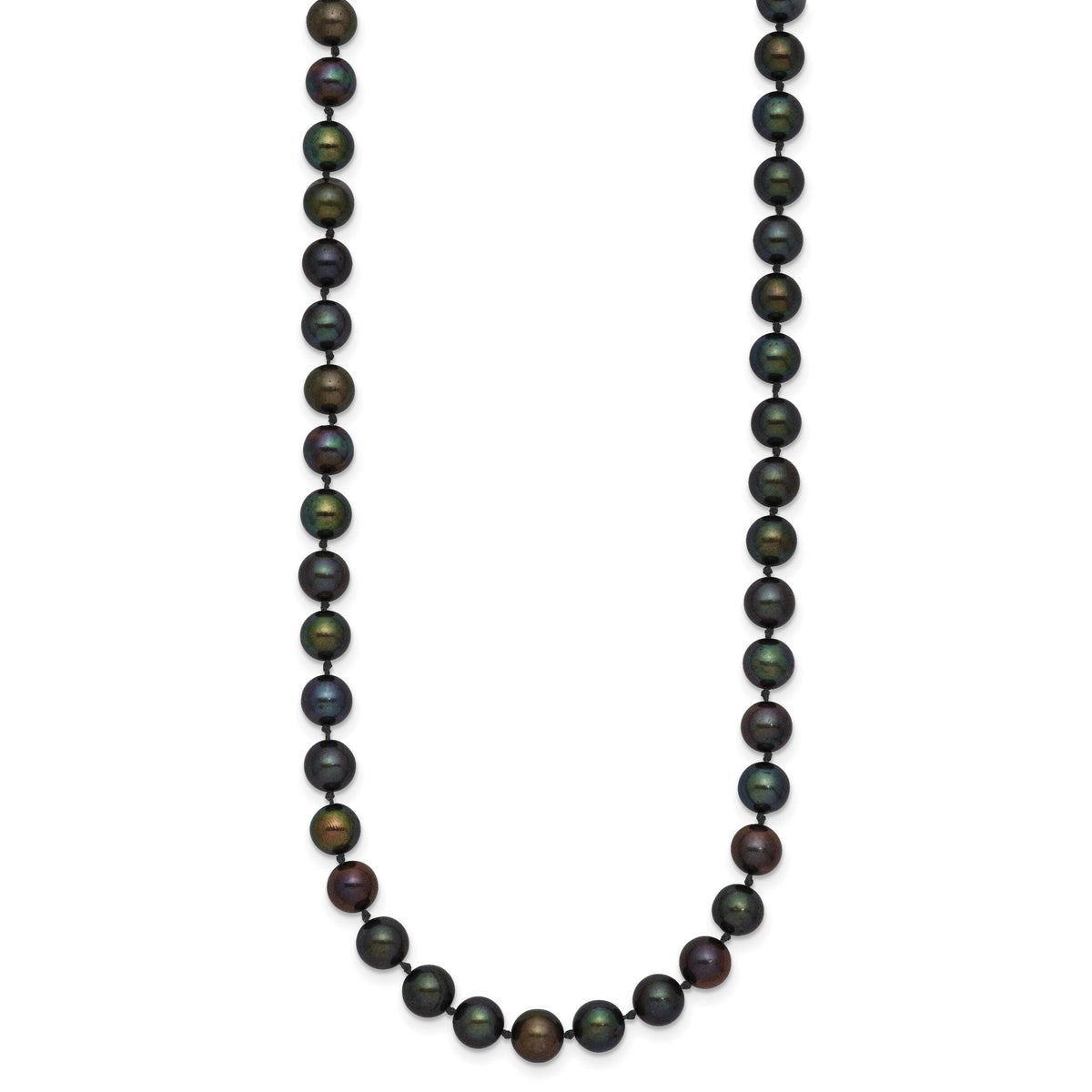 14k 5-6mm Black Near Round Freshwater Cultured Pearl Necklace-BPN050-18