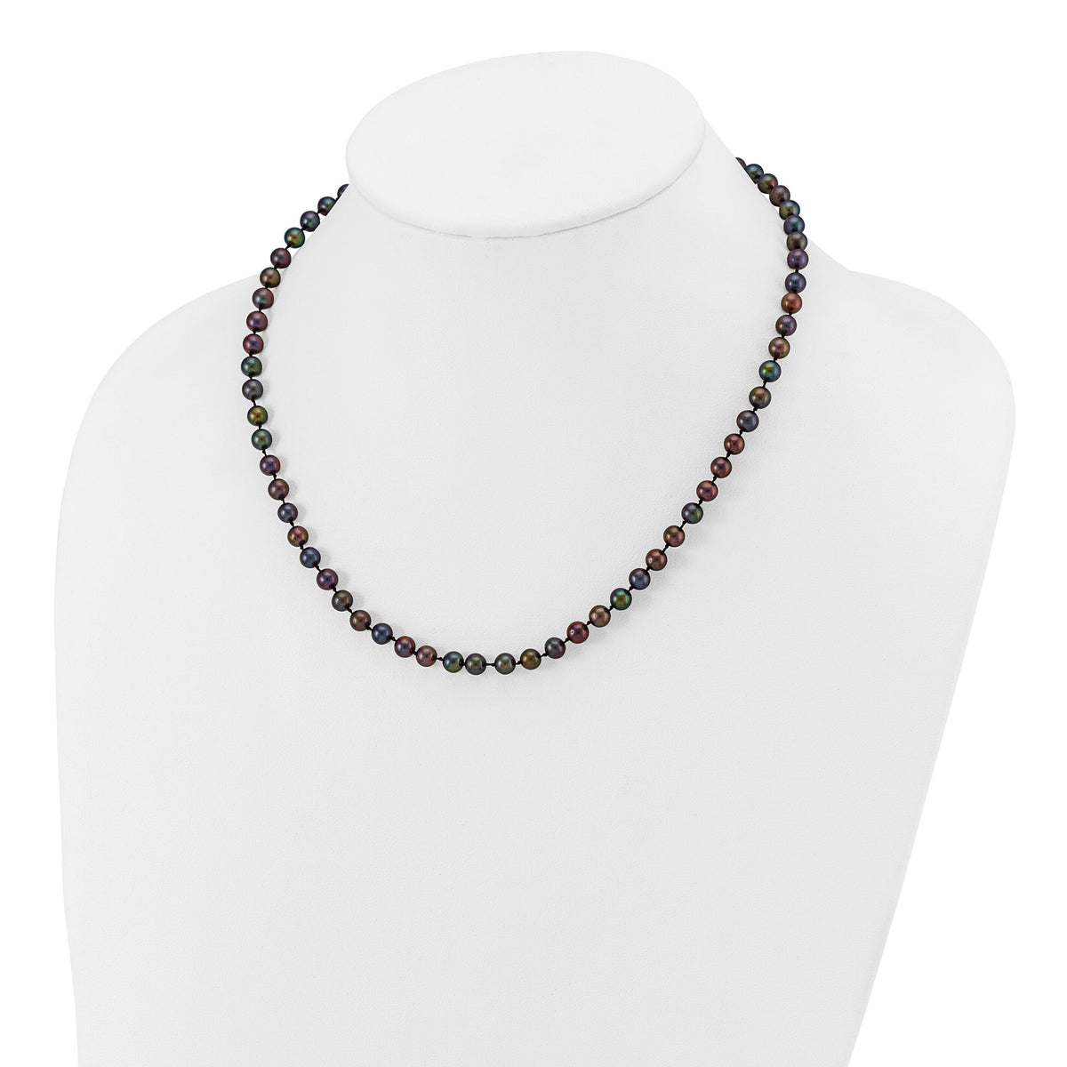 14k 5-6mm Black Near Round Freshwater Cultured Pearl Necklace-BPN050-16