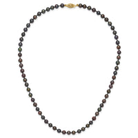 14k 5-6mm Black Near Round Freshwater Cultured Pearl Necklace-BPN050-16