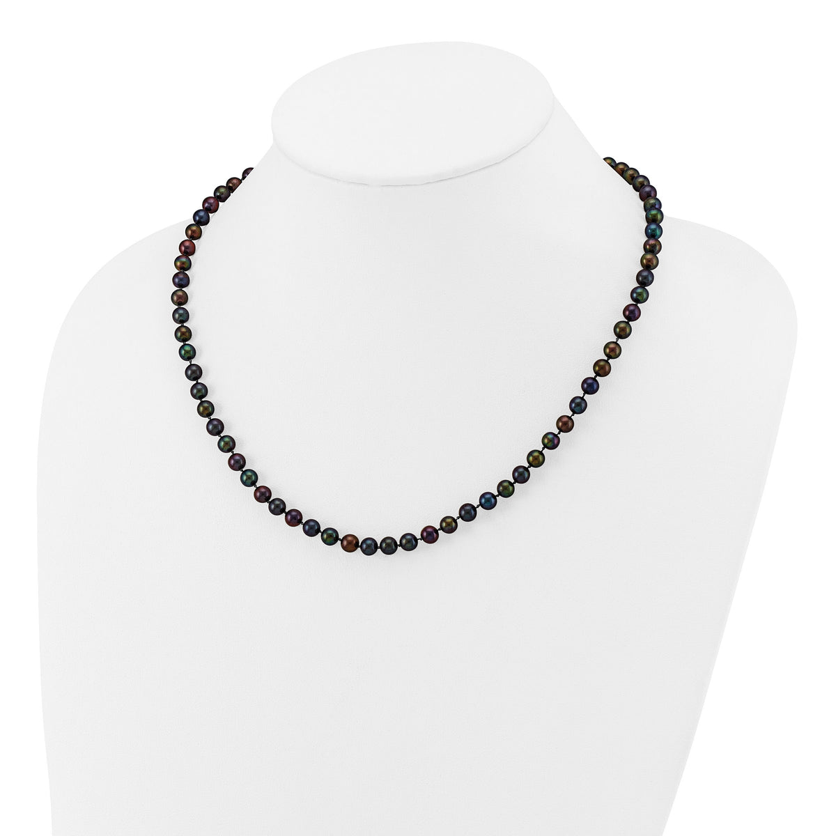14k 5-6mm Black Near Round Freshwater Cultured Pearl Necklace-BPN050-18