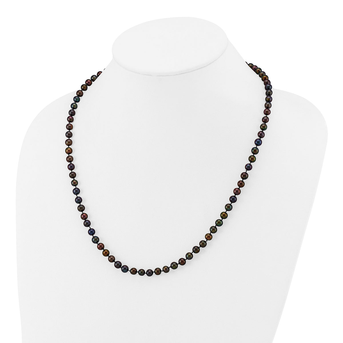 14k 5-6mm Black Near Round Freshwater Cultured Pearl Necklace-BPN050-20