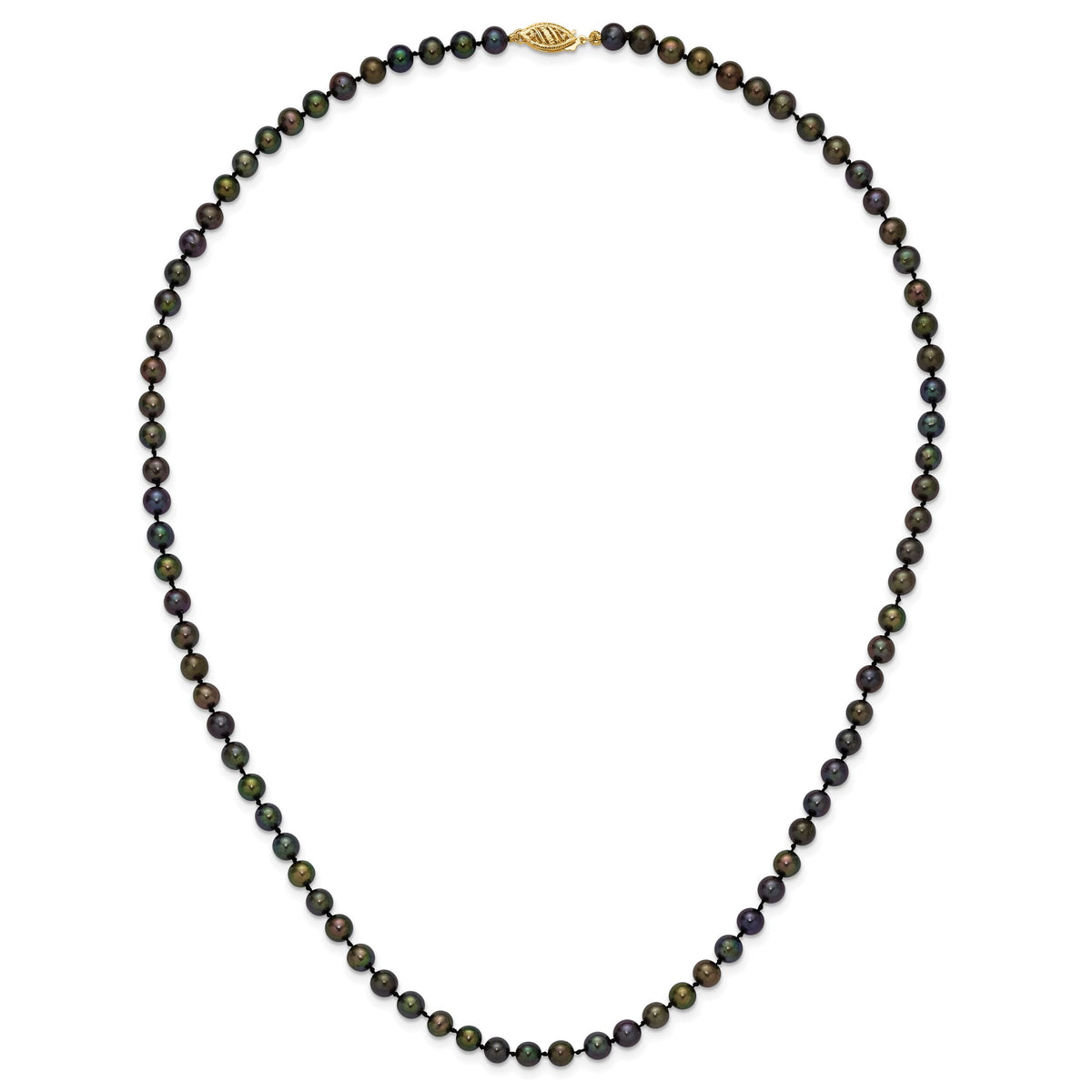 14k 5-6mm Black Near Round Freshwater Cultured Pearl Necklace-BPN050-20