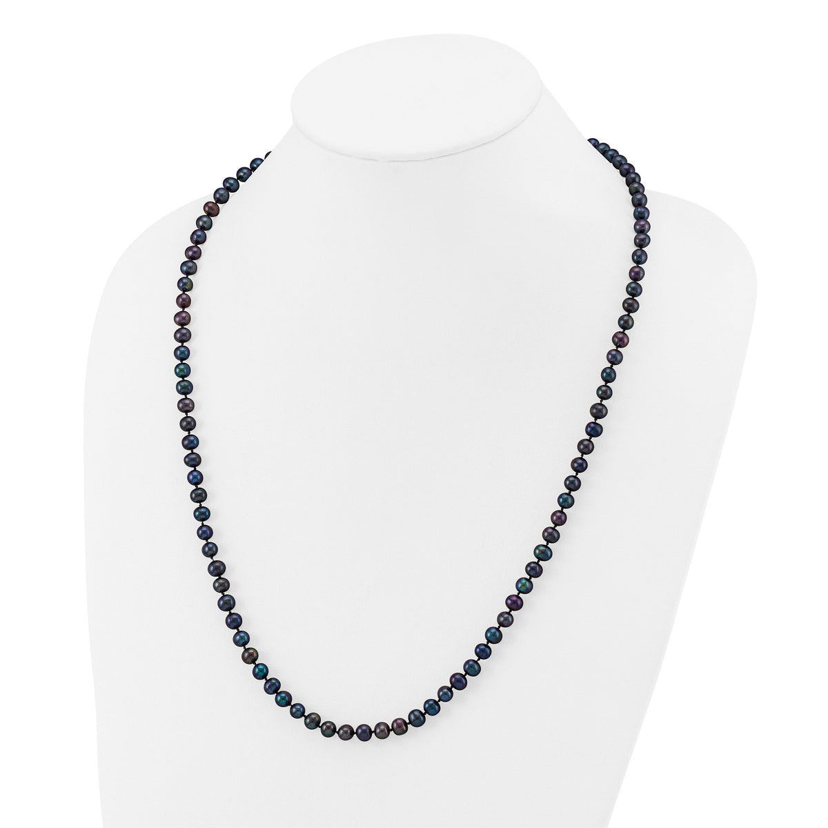14k 5-6mm Black Near Round Freshwater Cultured Pearl Necklace-BPN050-24
