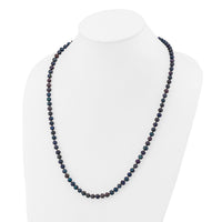 14k 5-6mm Black Near Round Freshwater Cultured Pearl Necklace-BPN050-24