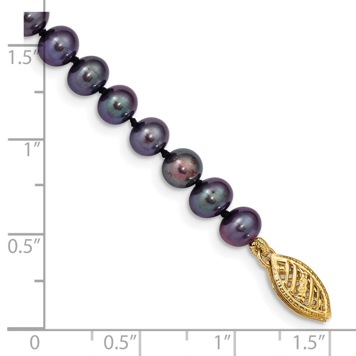 14k 5-6mm Black Near Round Freshwater Cultured Pearl Bracelet-BPN050-7.5