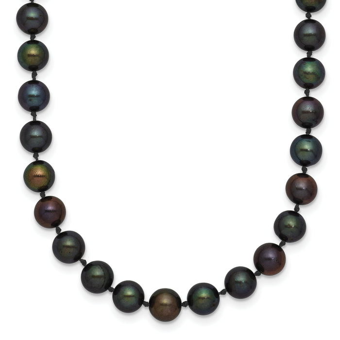 14k 5-6mm Black Near Round Freshwater Cultured Pearl Necklace-BPN050-24