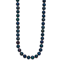 14k 6-7mm Black Near Round Freshwater Cultured Pearl Necklace-BPN060-20