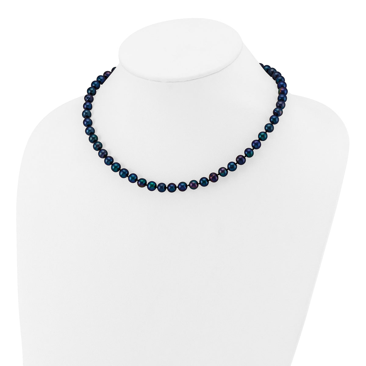 14k 6-7mm Black Near Round Freshwater Cultured Pearl Necklace-BPN060-16