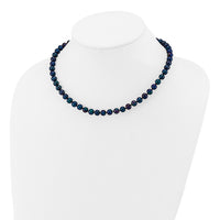 14k 6-7mm Black Near Round Freshwater Cultured Pearl Necklace-BPN060-16