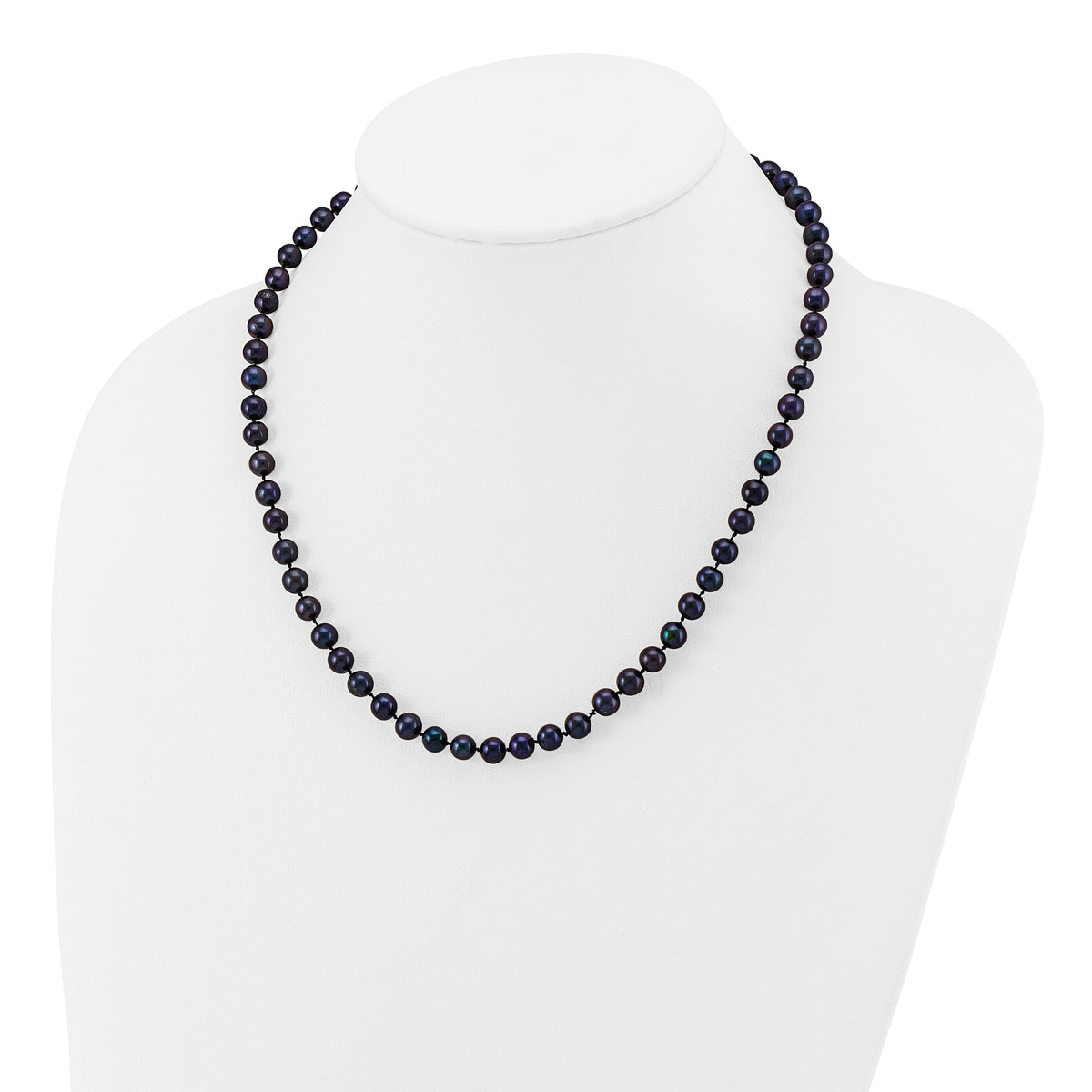 14k 6-7mm Black Near Round Freshwater Cultured Pearl Necklace-BPN060-18