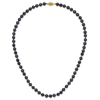 14k 6-7mm Black Near Round Freshwater Cultured Pearl Necklace-BPN060-18
