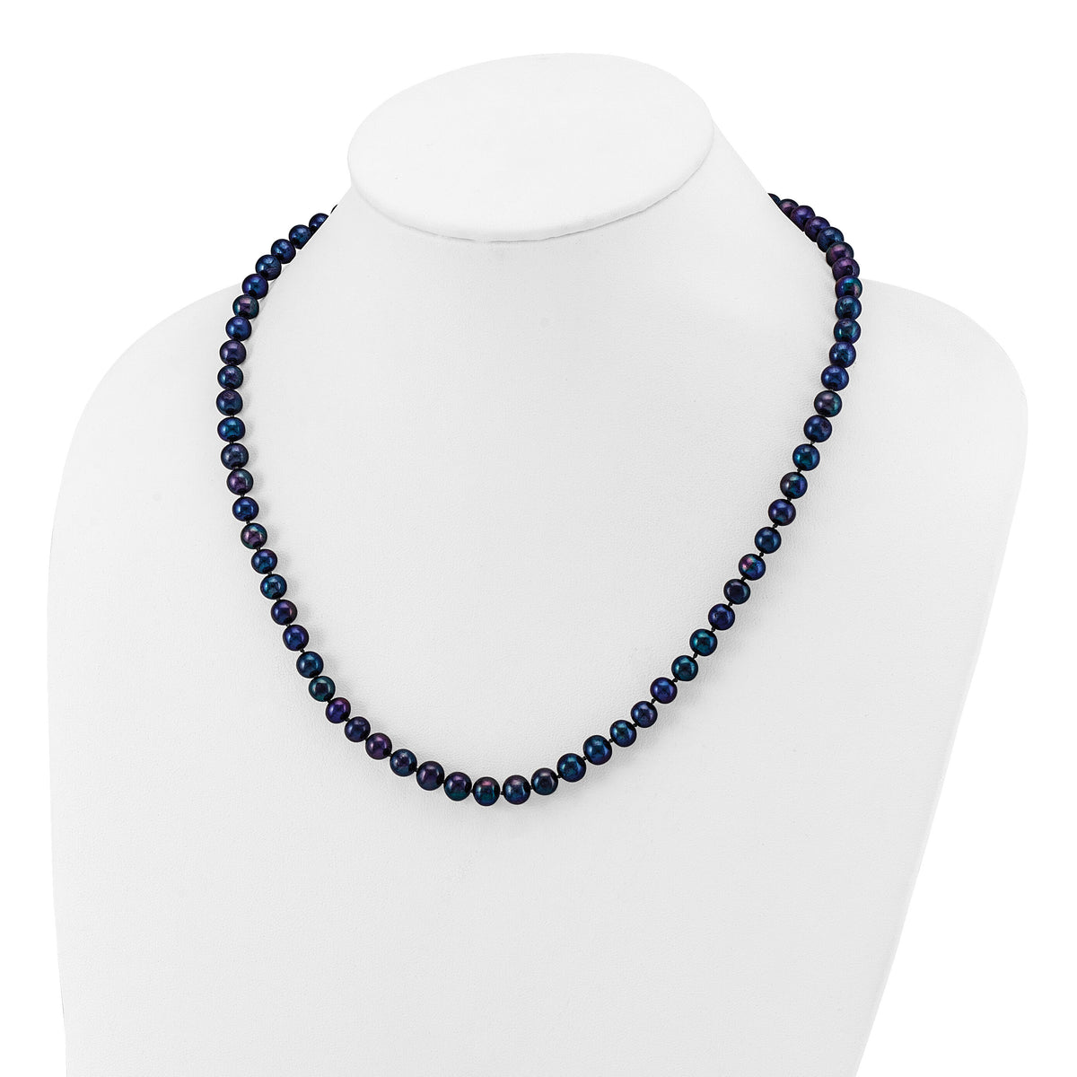 14k 6-7mm Black Near Round Freshwater Cultured Pearl Necklace-BPN060-20