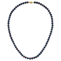 14k 6-7mm Black Near Round Freshwater Cultured Pearl Necklace-BPN060-20