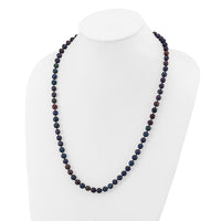 14k 6-7mm Black Near Round Freshwater Cultured Pearl Necklace-BPN060-24