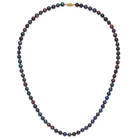 14k 6-7mm Black Near Round Freshwater Cultured Pearl Necklace-BPN060-24