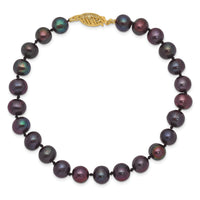 14k 6-7mm Black Near Round Freshwater Cultured Pearl Bracelet-BPN060-7.5