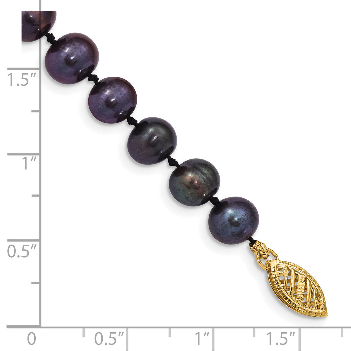 14k 6-7mm Black Near Round Freshwater Cultured Pearl Bracelet-BPN060-7.5