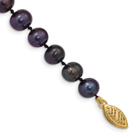 14k 6-7mm Black Near Round Freshwater Cultured Pearl Bracelet-BPN060-7.5