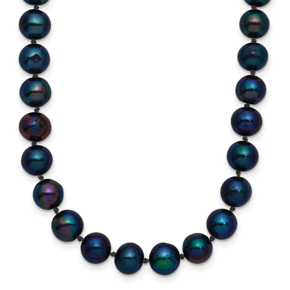 14k 6-7mm Black Near Round Freshwater Cultured Pearl Necklace-BPN060-18