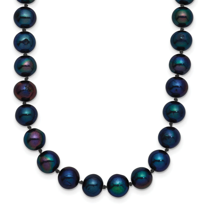 14k 6-7mm Black Near Round Freshwater Cultured Pearl Necklace-BPN060-24