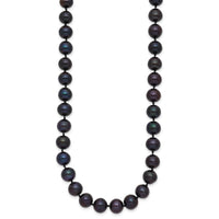 14k 7-8mm Black Near Round Freshwater Cultured Pearl Necklace-BPN070-24