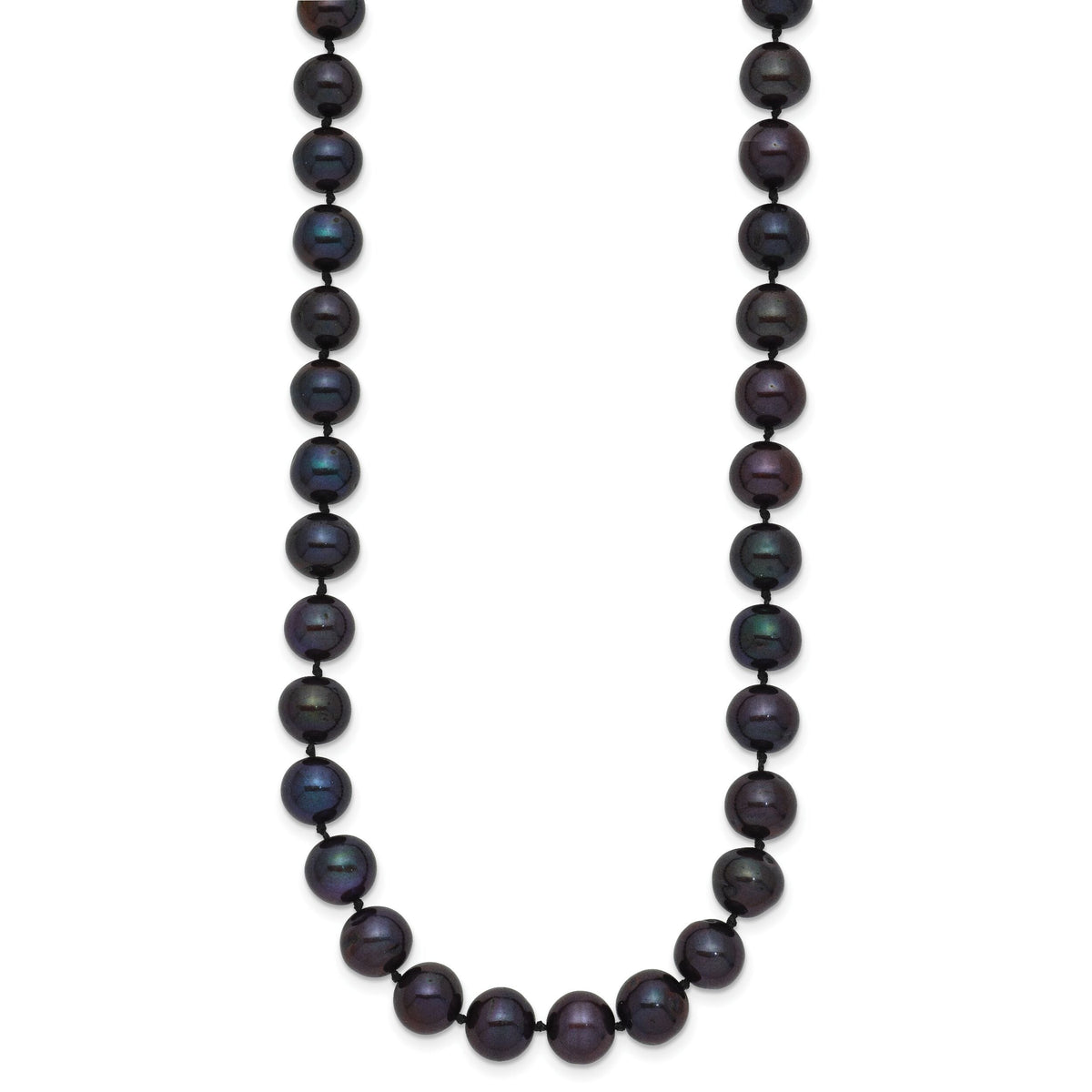 14k 7-8mm Black Near Round Freshwater Cultured Pearl Necklace-BPN070-18
