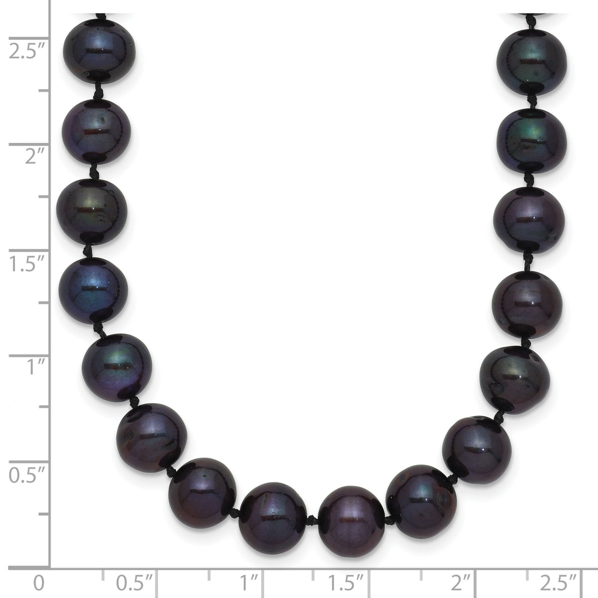 14k 7-8mm Black Near Round Freshwater Cultured Pearl Necklace-BPN070-20