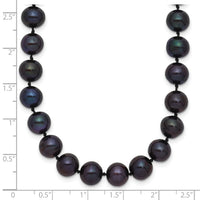 14k 7-8mm Black Near Round Freshwater Cultured Pearl Necklace-BPN070-20