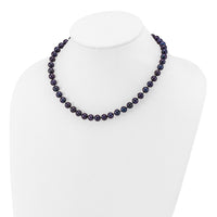 14k 7-8mm Black Near Round Freshwater Cultured Pearl Necklace-BPN070-16