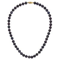 14k 7-8mm Black Near Round Freshwater Cultured Pearl Necklace-BPN070-16