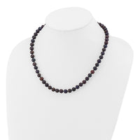 14k 7-8mm Black Near Round Freshwater Cultured Pearl Necklace-BPN070-18