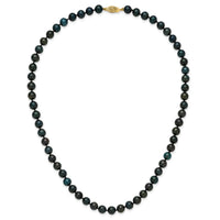 14k 7-8mm Black Near Round Freshwater Cultured Pearl Necklace-BPN070-18