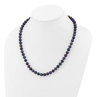 14k 7-8mm Black Near Round Freshwater Cultured Pearl Necklace-BPN070-20