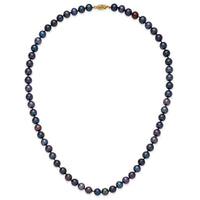 14k 7-8mm Black Near Round Freshwater Cultured Pearl Necklace-BPN070-20