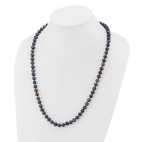 14k 7-8mm Black Near Round Freshwater Cultured Pearl Necklace-BPN070-24