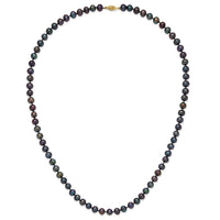 14k 7-8mm Black Near Round Freshwater Cultured Pearl Necklace-BPN070-24