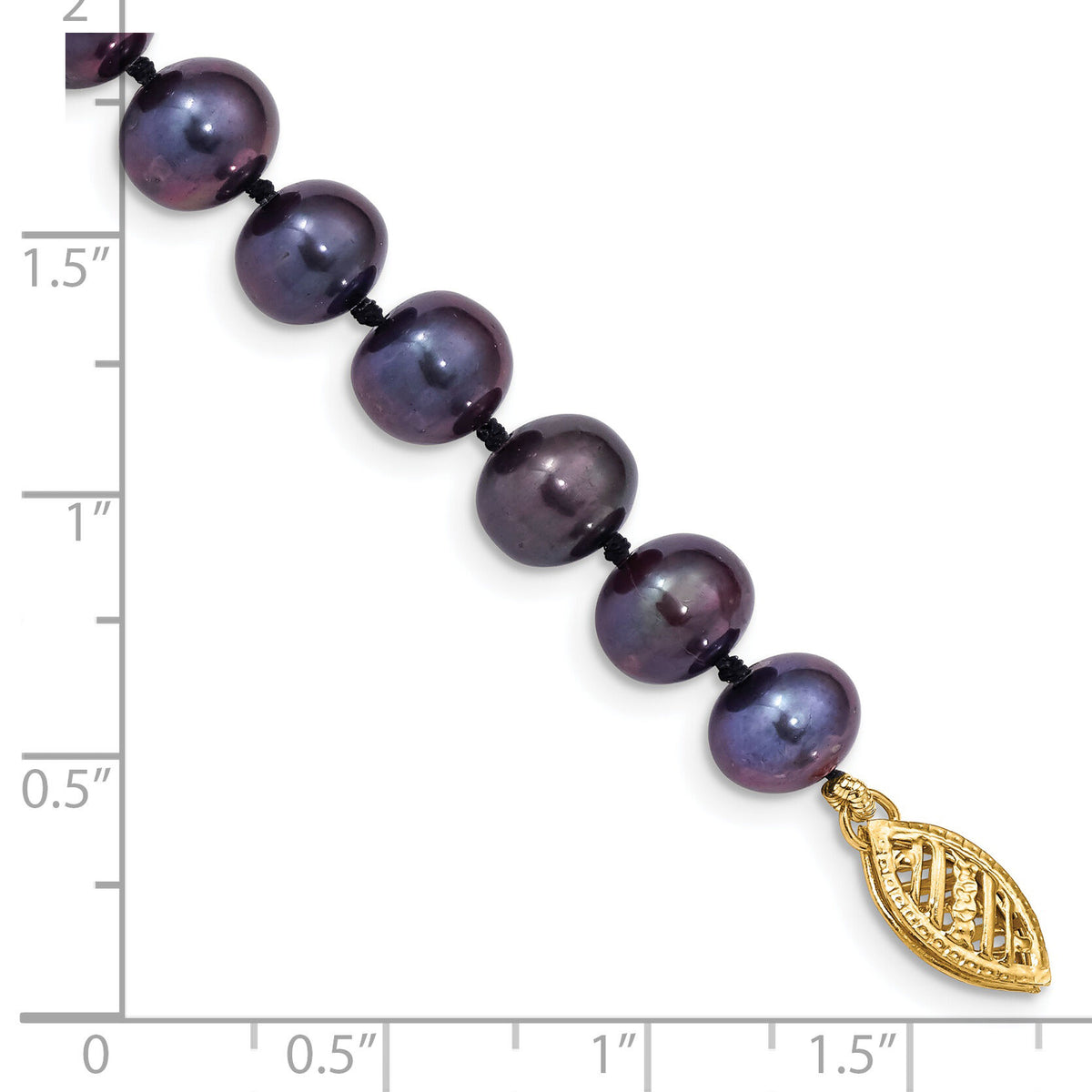 14k 7-8mm Black Near Round Freshwater Cultured Pearl Bracelet-BPN070-7.5