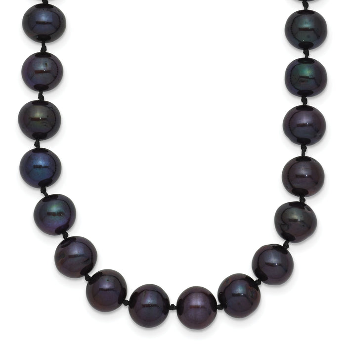 14k 7-8mm Black Near Round Freshwater Cultured Pearl Necklace-BPN070-20