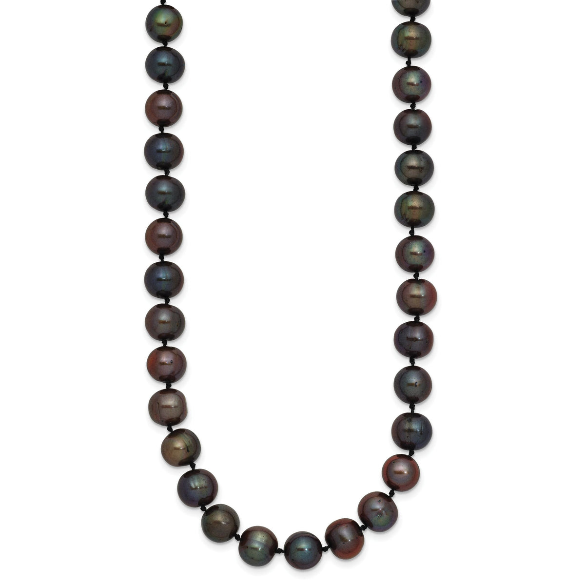 14k 8-9mm Black Near Round Freshwater Cultured Pearl Necklace-BPN080-18