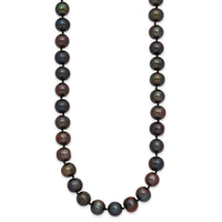 14k 8-9mm Black Near Round Freshwater Cultured Pearl Necklace-BPN080-20