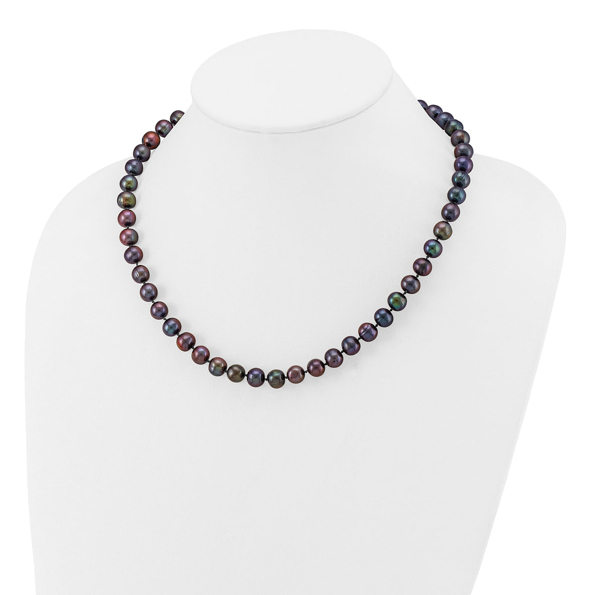 14k 8-9mm Black Near Round Freshwater Cultured Pearl Necklace-BPN080-18