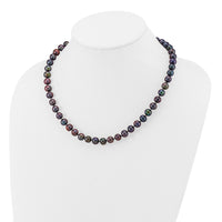 14k 8-9mm Black Near Round Freshwater Cultured Pearl Necklace-BPN080-18