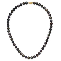 14k 8-9mm Black Near Round Freshwater Cultured Pearl Necklace-BPN080-18