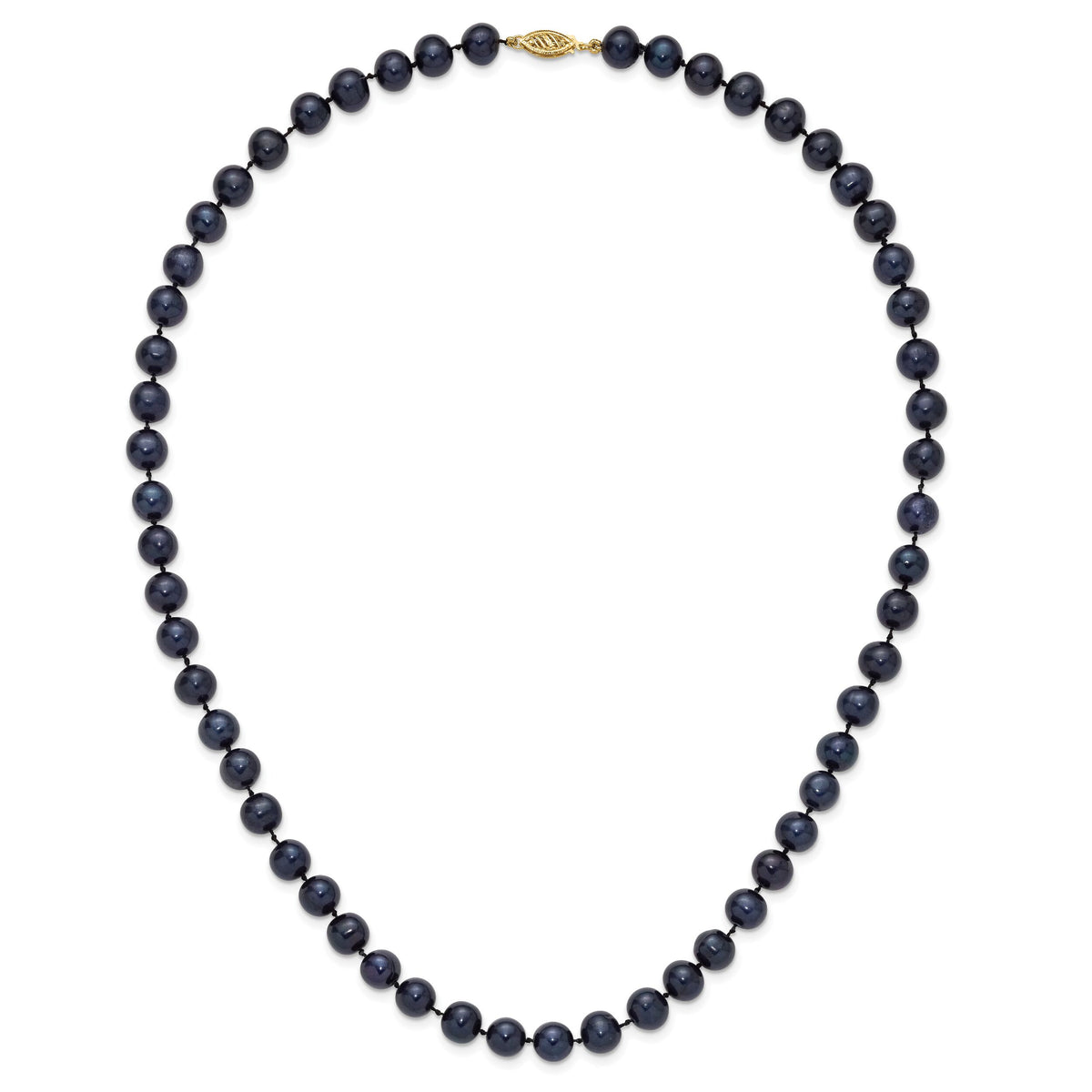14k 8-9mm Black Near Round Freshwater Cultured Pearl Necklace-BPN080-20