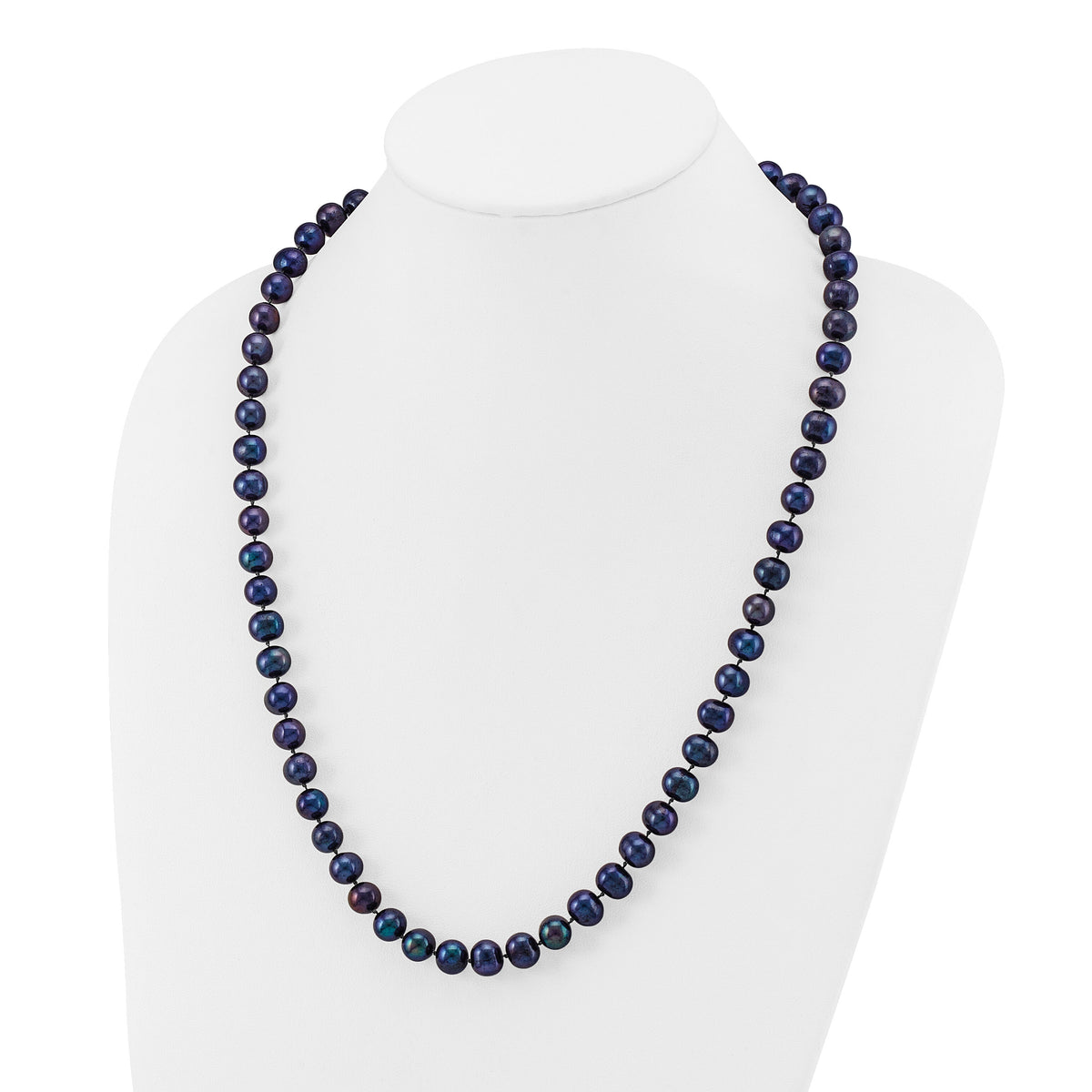 14k 8-9mm Black Near Round Freshwater Cultured Pearl Necklace-BPN080-24