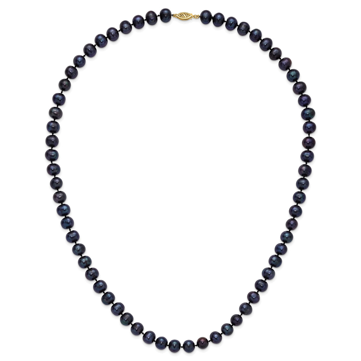 14k 8-9mm Black Near Round Freshwater Cultured Pearl Necklace-BPN080-24
