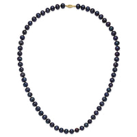 14k 8-9mm Black Near Round Freshwater Cultured Pearl Necklace-BPN080-24