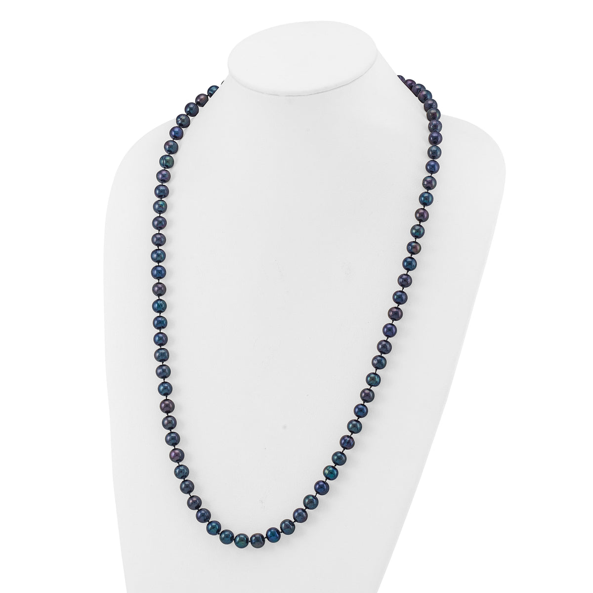 14k 8-9mm Black Near Round Freshwater Cultured Pearl Necklace-BPN080-28